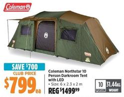 Coleman - Northstar 10 Person Darkroom Tent With LED offers at $799 in Anaconda