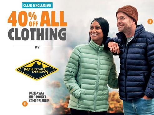 40% off All Clothing by Mountain Designs offers in Anaconda
