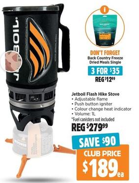 Jetboil - Flash Hike Stove offers at $189 in Anaconda