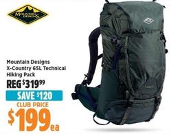 Mountain Designs - X-Country 65L Technical Hiking Pack offers at $199 in Anaconda