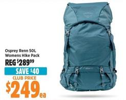 Osprey - Renn 50L Womens Hike Pack offers at $249 in Anaconda