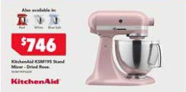 Kitchenaid - Ksm195 Stand Mixer - Dried Rose offers at $746 in Harvey Norman