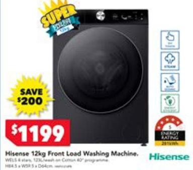 Hisense - 12kg Front Load Washing Machine offers at $1199 in Harvey Norman