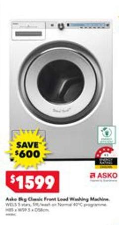 Asko - 8kg Classic Front Load Washing Machine offers at $1599 in Harvey Norman