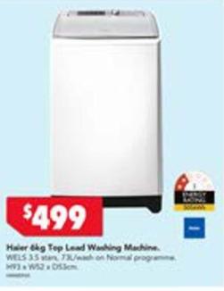 Haier - 6kg Top Load Washing Machine offers at $499 in Harvey Norman