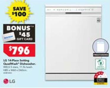 Lg - 14-place Setting Quadwash Dishwasher offers at $796 in Harvey Norman