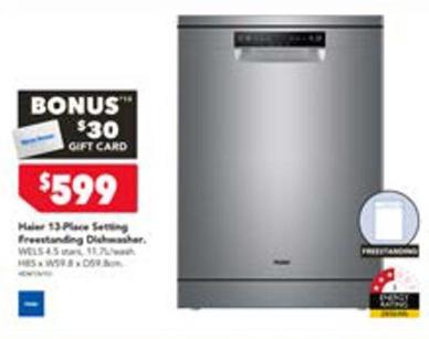 Haier - 13 Place Setting Freestanding Dishwasher offers at $599 in Harvey Norman