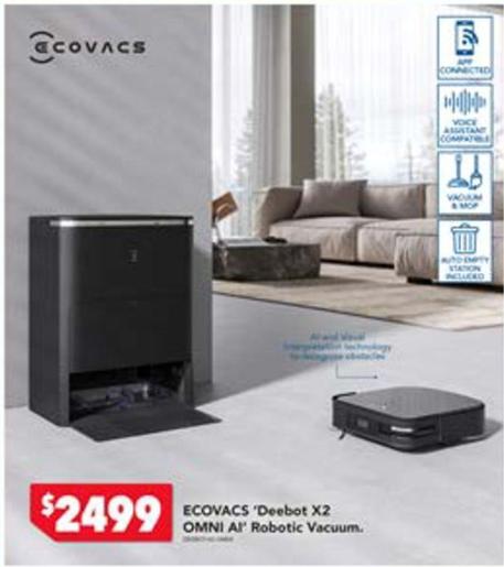 Ecovacs - Deebot X2 Omni Robotic Vacuum offers at $2499 in Harvey Norman