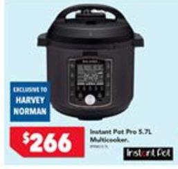 Instant Pot - Pro 5.7l Multicooker offers at $266 in Harvey Norman