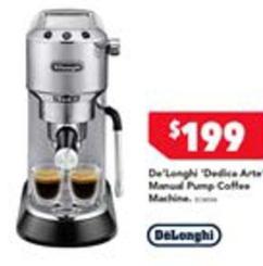 Delonghi - Dedica Arte Manual Pump Coffee Machine offers at $199 in Harvey Norman