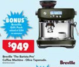 Breville - The Barista Pro Coffee Machine Olive Tapenade offers at $949 in Harvey Norman