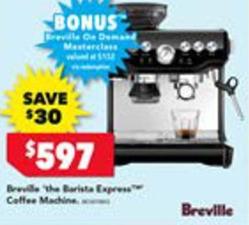 Breville - The Barista Express Coffee Machine offers at $597 in Harvey Norman