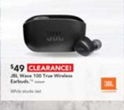 Jbl - Wave 100tws True Wireless In-ear Headphones - Black offers at $49 in Harvey Norman