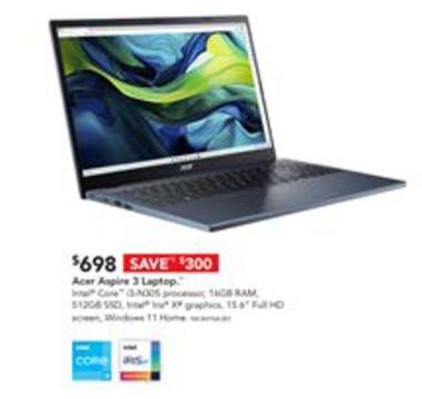 Acer - Aspire 3 Laptop offers at $698 in Harvey Norman