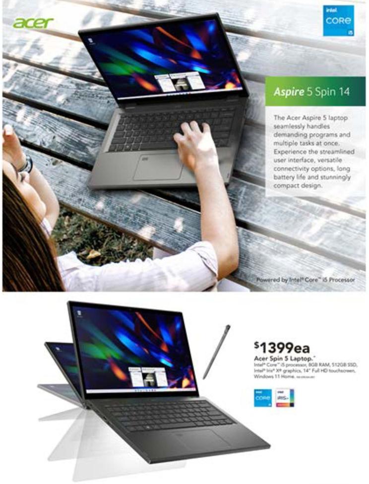 Acer - Spin 5 Laptop offers at $1399 in Harvey Norman