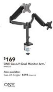 One - Gas Lift Dual Monitor Arm offers at $169 in Harvey Norman