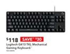 Logitech - G413 Tkl Se Mechanical Gaming Keyboard offers at $118 in Harvey Norman