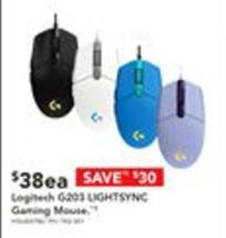 Logitech - G203 Lightsync Gaming Mouse offers at $38 in Harvey Norman