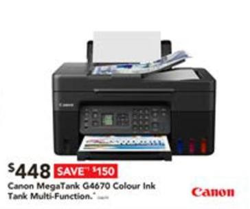Canon - Megatank G4670 Colour Ink Tank Multi-function offers at $448 in Harvey Norman