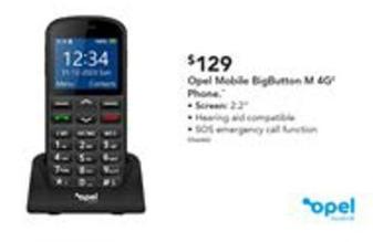 Opel Mobile - Bigbutton M 4g Phone offers at $129 in Harvey Norman
