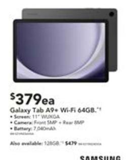 Samsung - Galaxy Tab A9+ Wi-fi 64gb. offers at $379 in Harvey Norman