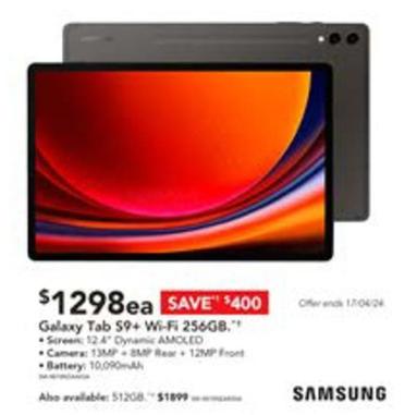 Samsung - Galaxy Tab S9+ Wi-fi 256gb offers at $1298 in Harvey Norman