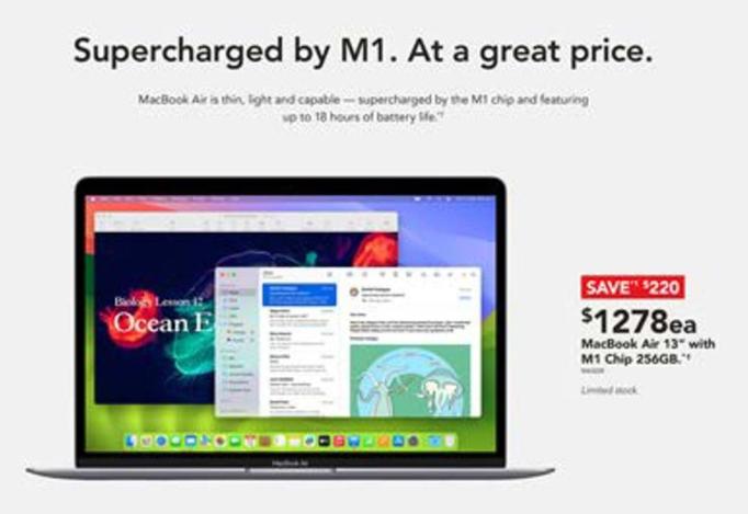 Apple - Macbook Air 13-inch M1/8gb/256gb Ssd - Space Grey (2020) offers at $1278 in Harvey Norman