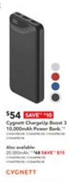 Cygnett - Chargeup Boost 3 10000mah Power Bank - Black offers at $54 in Harvey Norman
