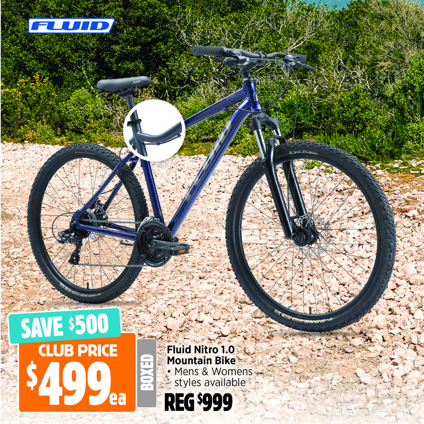 Fluid Nitro 1.0 Mountain Bike offers at $499 in Anaconda