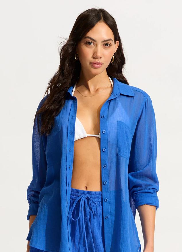 Breeze Beach Shirt - Azure offers at $119.95 in Seafolly