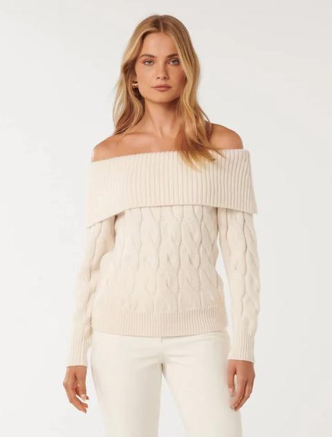 Sadie Cable Knit Bardot Jumper offers at $139.99 in Forever New