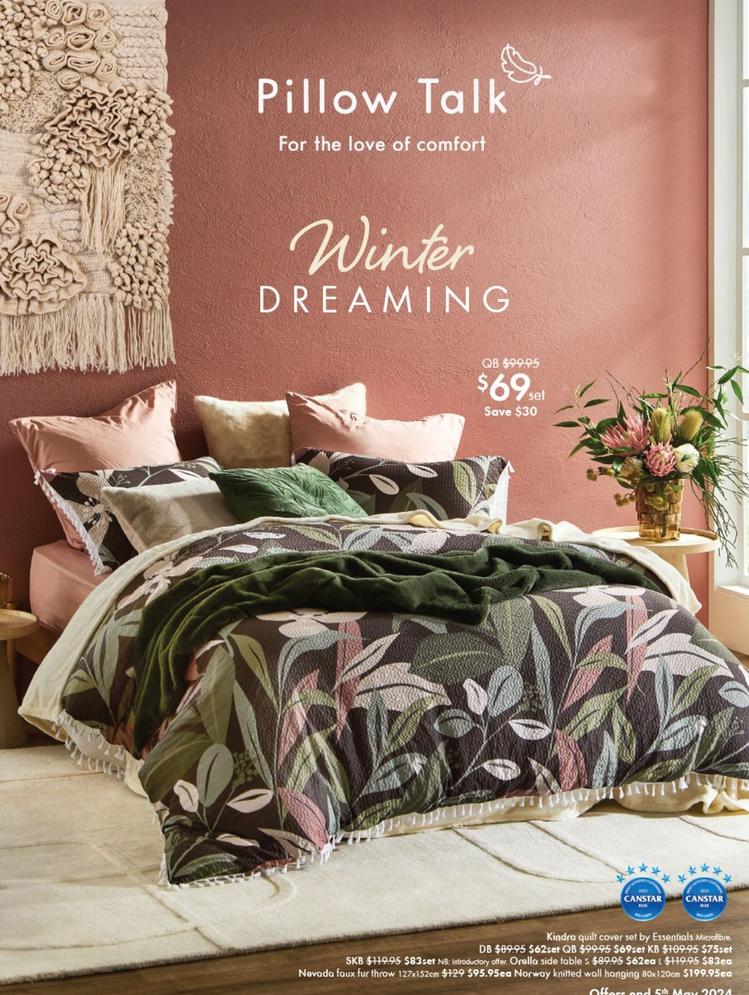 Kindra Quilt Cover Set By Essentials Microfibre. offers at $69 in Pillow Talk