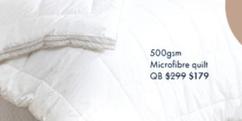 500gsm Microfibre Quilt offers at $179 in Pillow Talk