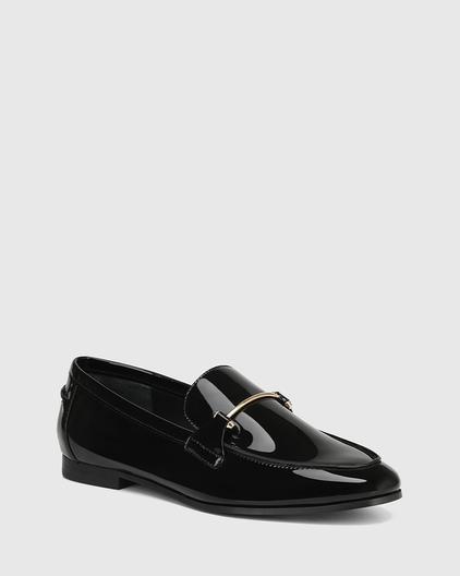 Angeles Black Patent Leather Flat Loafer offers at $149 in Wittner