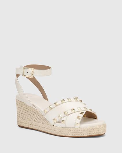 Narelle Optic White Leather Espadrille Wedge Sandal offers at $149 in Wittner