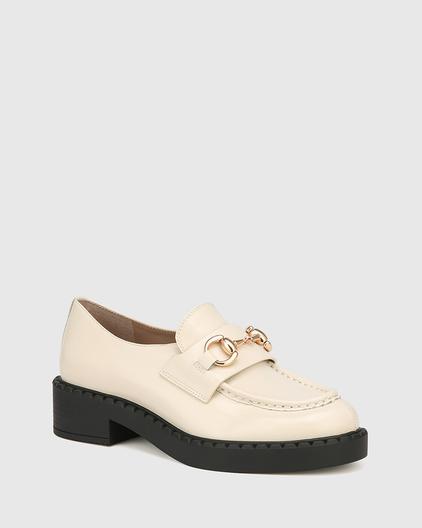 Carsen Vintage Ivory Box Leather Flat Loafer offers at $159 in Wittner