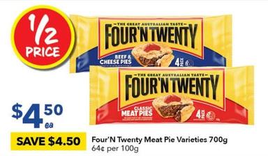 Four’n Twenty - Meat Pie Varieties 700g offers at $4.5 in Ritchies