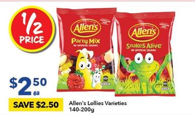 Allen's - Lollies Varieties 140-200g offers at $2.5 in Ritchies