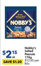Nobby's - Salted Peanuts 170g offers at $2.15 in Ritchies