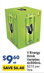 V - Energy Drink Varieties 4x500ml offers at $9.6 in Ritchies