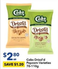 Cobs - Drizzl'd Popcorn Varieties 70-110g offers at $2.8 in Ritchies
