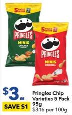 Pringles - Chip Varieties 5 Pack 95g offers at $3 in Ritchies