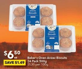Baker’s - Oven Anzac Biscuits 24 Pack 500g offers at $6.5 in Ritchies