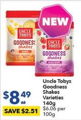 Uncle Tobys - - Goodness Shakes Varieties 140g offers at $8.49 in Ritchies