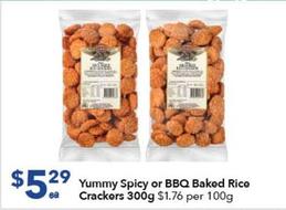 Yummy - Spicy Or Bbq Baked Rice Crackers 300g offers at $5.29 in Ritchies