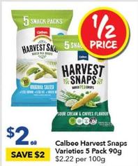 Calbee - Harvest Snaps Varieties 5 Pack 90g offers at $2 in Ritchies
