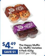 The Happy Muffin Co. - Muffin Varieties 4 Pack 420g offers at $4.49 in Ritchies