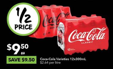 Coca Cola - Varieties 12x300ml offers at $9.5 in Ritchies