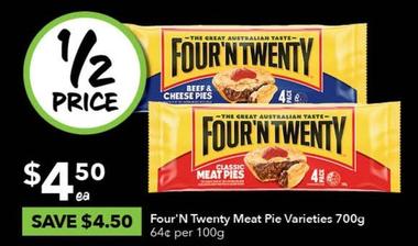 Four’n Twenty - Meat Pie Varieties 700g offers at $4.5 in Ritchies