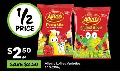 Allen's - Lollies Varieties 140-200g offers at $2.5 in Ritchies